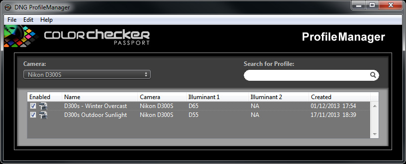 ColorChecker Passport Profile Manager
